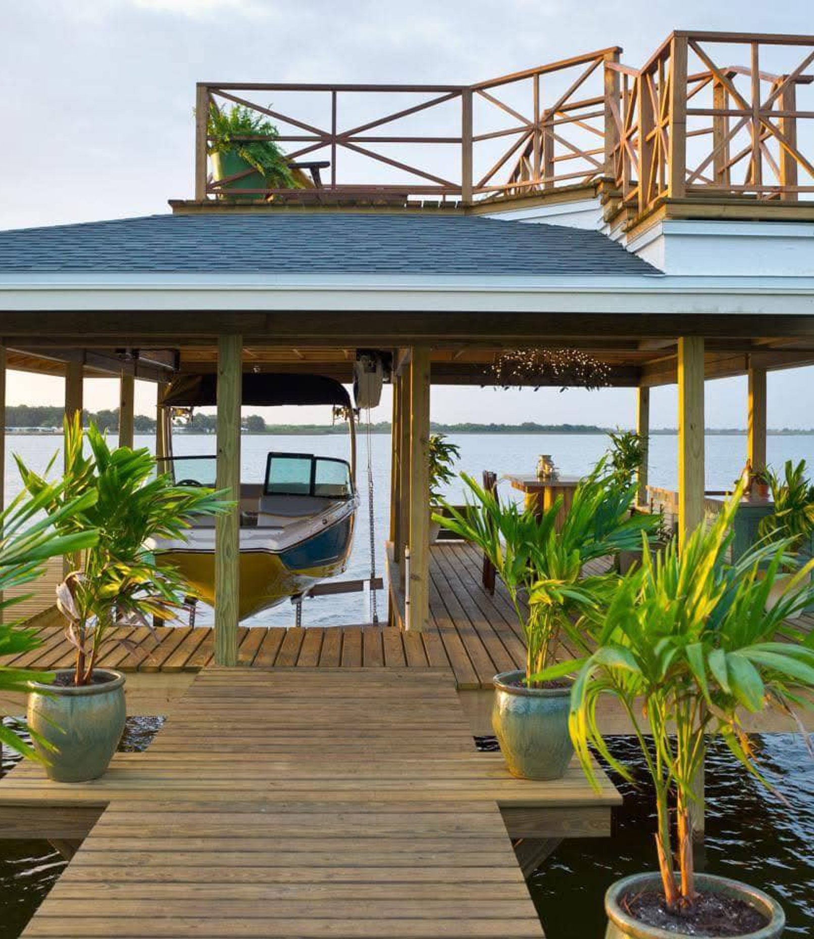 Custom dock and seawall along coastal property in Florida